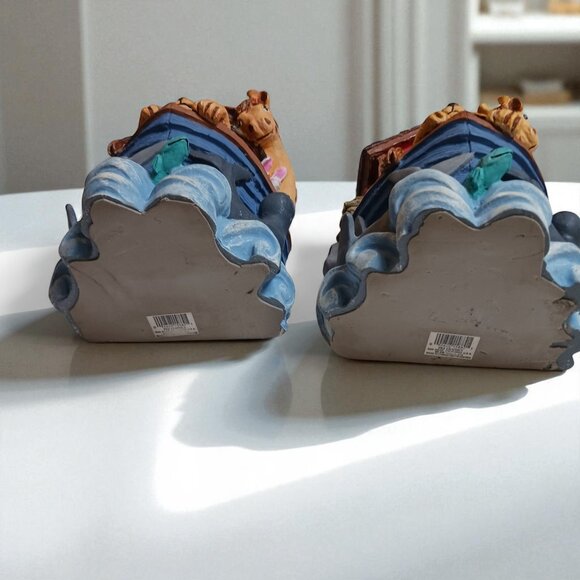 Vintage 1990s Noah's Ark Resin Bookends – Heavy Figi Graphics Set Nursery Decor - Picture 5 of 13